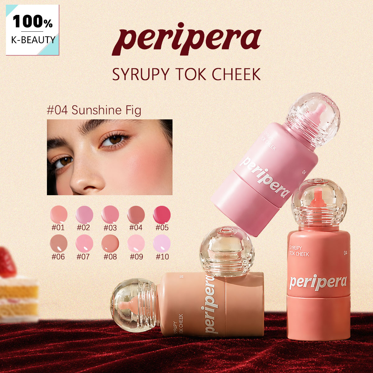 Luxury Skincare Makeup - PERIPERA SYRUPY TOK CHEEK, Nawilżająca płynna